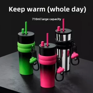 New Gradual Change of Color Stainless Steel Coffee Cup High Value Portable Rope Straw Outdoor Car Cup - Image 1