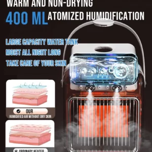 3 in 1 Electric Space Heater Cooling Fan & Heater Fan & Humidifier 1200W Portable Heater timed &Overheat Protection Desk Heaters - Image 4