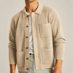 Men Cardigan Sweaters Coat Turn Down Collar Solid Knitted Shirt Coats Casual Single Breasted Splice Open Stitch Autumn Winter - Image 3