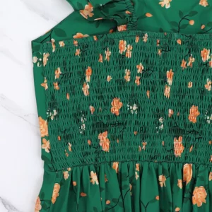 Summer American European New Fashion Women's Printed Square Neck Short Sleeve Knee Length Suspender Dress Casual Female Clothes - Image 5