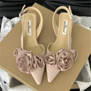 Designer Woman Shoes Pointed Toe Flower Sexy Women Shoes Sandals Dress Slippers Mules Shoes Spring New Flip Flops French Female - Image 1