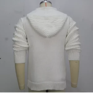 Men Cardigan Sweaters Hooded Coat Full Sleeve Solid Coats Casual Loose Outerwear Splice Open Stitch Autumn Winter 2024 - Image 6