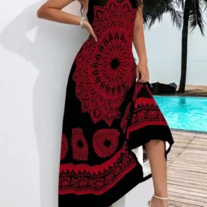 Summer Plus Size Women's Suspender Bohemian Dress Backless Dress - Image 2