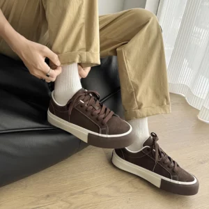 Leather Casual Shoes Fashion Lace-up High Quality Sneakers All-match Waking Shoes for Men Luxury Flats Design Business Shoes - Image 2