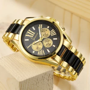Classic Mens Watches Luxury Stainless Steel Quartz Wristwatch Large Dial Gold Men Business Casual Watch Clock Gifts Reloj Hombre - Image 1