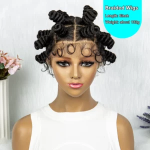 KIMA Bantu Knotless Braids Wig Synthetic Box Braided Hair Twist Braided Buns Wig Full Lace African Braiding Hair For Black Women - Image 4