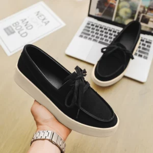 Stylish Vintage Mens Loafers Casual British Style Handmade Tooling Low Top Round Toe Lace-Up Skate Shoes Men Flat Designer Shoes - Image 3