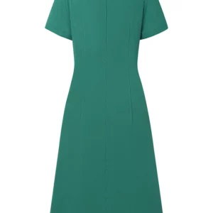 2025 ZANZEA Elegant Women V Neck Short Sleeve Work Dresses 2025 Summer Dress Stylish Solid A Line Pleated Party Vestidos Robe - Image 4