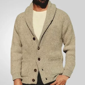 Coat Men Cardigan Sweaters Turn Down Collar Full Sleeve Coats Single Breasted Solid Open Stitch Autumn Winter Outerwear - Image 3