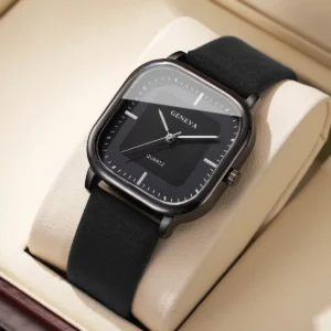 Fashion Square Dial Men's Watches Minimalist Quartz Watch Casual Leather Strap Wristwatch Reloj Hombre（Without Box） - Image 2
