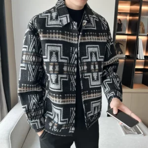 Spring Autumn Korean Trendy Handsome Fashion Jacket Men Casual Youth Male Coat Striped Turn-down Collar Loose Streetwear Clothes - Image 3