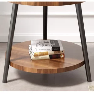 Creative Round Triangle Coffee Table Double Storage Side Table Load-Bearing Tea Bar Recessed Desktop Sofa Table - Image 5