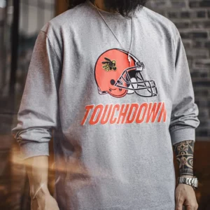 Maden Men's Vintage Embroidered Sweatshirt Print Crew Neck Hoodie Loose Fit Gray Casual Cotton Pullover for Spring and Fall - Image 2