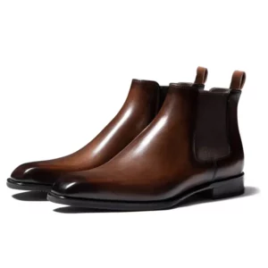 Fashion Men's Chelsea Boots Handmade Leather Shoes Autumn Winter Square Head PU Ankle Boots Business Casual Men Short Boots - Image 4