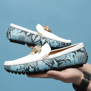 New Handmade Beanie Shoes Men's Genuine Leather Summer 2025 New British Trbottomyy Sole Patent Leather Casual Slip-On Driving Shoes - Image 1