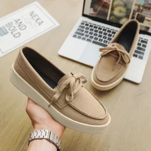 Stylish Vintage Mens Loafers Casual British Style Handmade Tooling Low Top Round Toe Lace-Up Skate Shoes Men Flat Designer Shoes - Image 5