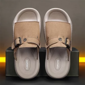 CYYTL Mens Slippers Casual Summer Shoes Beach Sandals Outdoor Slides Leather Walking Comfort Lightweight Luxury Designer Fashion - Image 3