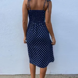 Dresses Sundress Summer Women Causal Polka Dot Sleeveless High Pleated elastic waist V-Neck Beach Dress Vestidos De Verano - Image 3