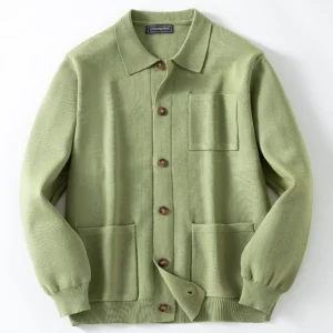 Men Cardigan Sweaters Coat Turn Down Collar Solid Knitted Shirt Coats Casual Single Breasted Splice Open Stitch Autumn Winter - Image 2