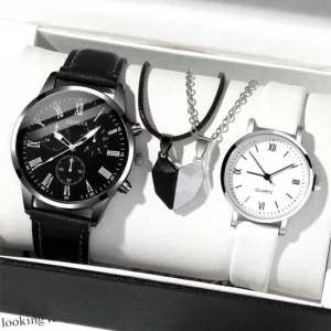 2PCS Set Couple Fashion Casual Leather Watches Ladies Simple Dial Quartz Wristwatches Dress Clock Montre Femme - Image 5