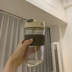 Korean Glass Water Bottle ins Portable Glass Cup With Lid Straw For Coffee Milk Tea Juice Anti-scalding School Drink Bottle Gift - Image 6