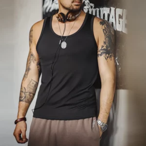 Maden Sunscreen Ribbed Solid Color Vest Breathable And Versatile Three-color Optional Tank Top for Men's Summer - Image 3