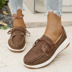 2025 Autumn New Flat Single Shoes Women's Fashion Round Head Suede Front Lacing Soft Sole Anti-slip Wear-resistant Shoes - Image 1