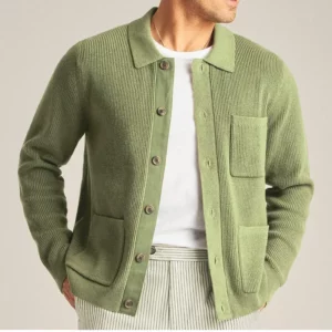Men Cardigan Sweaters Coat Turn Down Collar Solid Knitted Shirt Coats Casual Single Breasted Splice Open Stitch Autumn Winter - Image 6