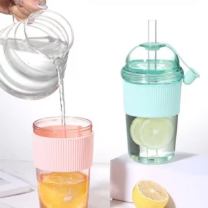 630ML Straw Cup with Lid and Straw Portable Large Capacity Coffee Milk Tea Cup Ins Style Water Cup for Office Workers Juice Mug - Image 5