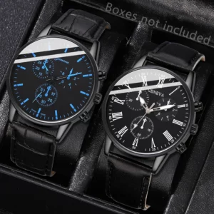 2PCS Set Couple Fashion Casual Leather Watches Ladies Simple Dial Quartz Wristwatches Dress Clock Montre Femme - Image 6
