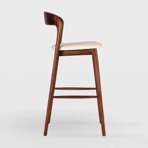 Bar Stool Modern Simple White Tsubon Wood Bar Chair Backrest Household Solid Wood High Stool Cafe Bar Chair - Image 3