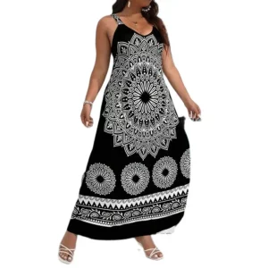 Summer Plus Size Women's Suspender Bohemian Dress Backless Dress - Image 4