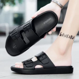 Summer Men Women's Flip Flops Outdoor Anti-slip Fashionable Retro Buckle Thick Bottom Sandals Beach Shoes Slip-On PVC Material - Image 5
