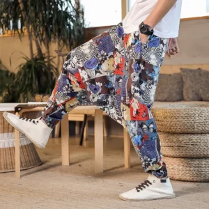 2024 Men Harem Pants Print Retro Drop Crotch Joggers Trousers Men Baggy Loose Nepal Style Men Casual Pants M-5Xl - Image 5