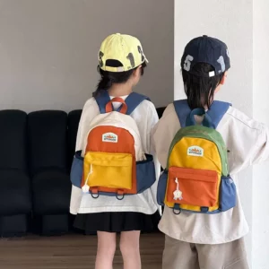 New Color Block Kids Backpack Lightweight Kindergarten School Bag for Boys Girls Travel Outdoor Leisure - Image 2