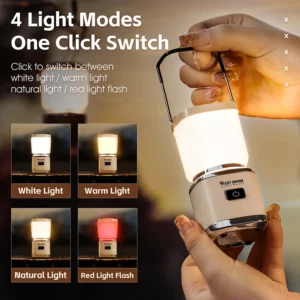 WEST BIKING Mini Outdoor Camping Light Portable Camping Atmosphere Lantern 4 Light Modes Type-C Fast Charging Hanging Tent Light - Image 5