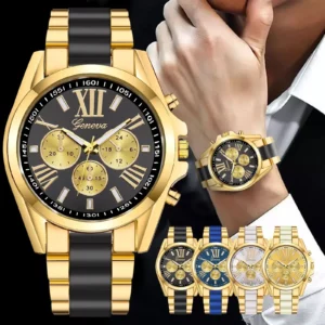 Classic Mens Watches Luxury Stainless Steel Quartz Wristwatch Large Dial Gold Men Business Casual Watch Clock Gifts Reloj Hombre - Image 2