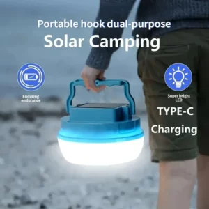 Portable Solar LED Camping Light with Magnetic Base and Quick Hook 3 Lighting Modes Suitable for Long-term Outdoor Camping Use - Image 1
