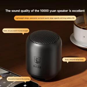 BASS-01 MINI Portable Bluetooth Speaker | 5W Deep Bass, IPX5 Waterproof Wireless Subwoofer, 5H Playtime for Hiking, Cycling - Image 3