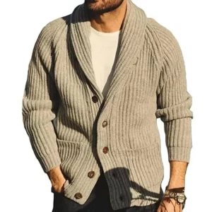 Coat Men Cardigan Sweaters Turn Down Collar Full Sleeve Coats Single Breasted Solid Open Stitch Autumn Winter Outerwear - Image 5