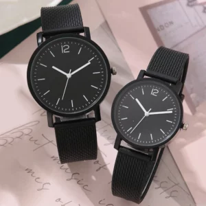 2PCS Set Couple Fashion Casual Leather Watches Ladies Simple Dial Quartz Wristwatches Dress Clock Montre Femme - Image 4