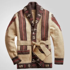 New Men's Retro Heavy Industry Jacquard Simple Fashion Knitwear Autumn and Winter Thickened Outdoor Cardigan Sweater Coat - Image 2