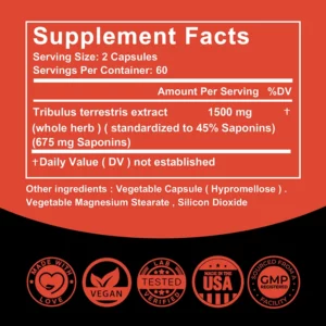 Tribulus Capsules - Lose Excess Fat, Improve Performance, Muscle Building Workout Supplement - Image 2