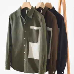 Splicing Long Sleeved Men New Shirt Autumn Loose Contrast Casual Fashion Top Multifunctional Cardigan Wool Sweater - Image 4