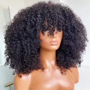 Highlight Brown Afro Kinky Curly Short Bob Human Hair Wigs For Women Brazilian Remy Hair Full Machine Made Glueless Colored Wig - Image 5