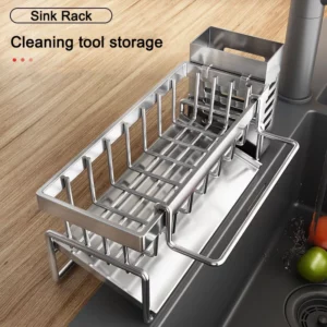 Sink Cleaning Tools Storage Rack Kitchen Multifunctional Stainless Steel Drain Rack for Sponge Cleanser Organizer Rag Hanger - Image 5