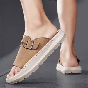 CYYTL Mens Slippers Casual Summer Shoes Beach Sandals Outdoor Slides Leather Walking Comfort Lightweight Luxury Designer Fashion - Image 5