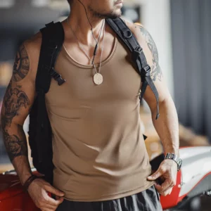 Maden Sunscreen Ribbed Solid Color Vest Breathable And Versatile Three-color Optional Tank Top for Men's Summer - Image 5