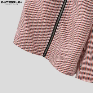 INCERUN Men Striped Shorts Button Zipper Joggers Casual Men Bottoms Streetwear Summer 2025 Loose Fashion Leisure Male Shorts 5XL - Image 5
