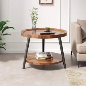 Creative Round Triangle Coffee Table Double Storage Side Table Load-Bearing Tea Bar Recessed Desktop Sofa Table - Image 2